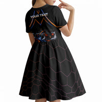 Personalized Night Race Division Motorsport Kid Short Sleeve Dress Futuristic Neon Open Wheel Auto Racing