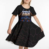 Personalized Night Race Division Motorsport Kid Short Sleeve Dress Futuristic Neon Open Wheel Auto Racing