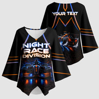 Personalized Night Race Division Motorsport Kimono Sleeve Blouse Futuristic Neon Open Wheel Auto Racing