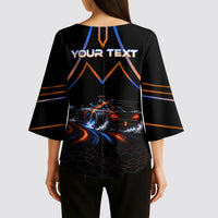Personalized Night Race Division Motorsport Kimono Sleeve Blouse Futuristic Neon Open Wheel Auto Racing