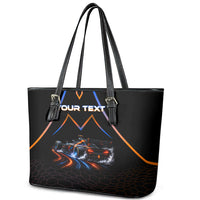 Personalized Night Race Division Motorsport Leather Tote Bag Futuristic Neon Open Wheel Auto Racing