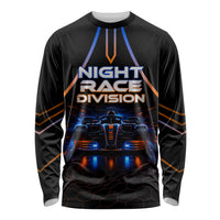 Personalized Night Race Division Motorsport Long Sleeve Shirt Futuristic Neon Open Wheel Auto Racing