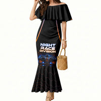 Personalized Night Race Division Motorsport Mermaid Dress Futuristic Neon Open Wheel Auto Racing