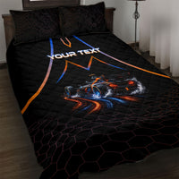 Personalized Night Race Division Motorsport Quilt Bed Set Futuristic Neon Open Wheel Auto Racing