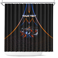 Personalized Night Race Division Motorsport Shower Curtain Futuristic Neon Open Wheel Auto Racing