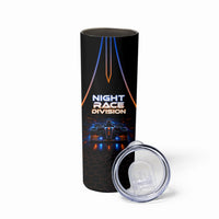 Personalized Night Race Division Motorsport Skinny Tumbler Futuristic Neon Open Wheel Auto Racing
