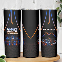 Personalized Night Race Division Motorsport Skinny Tumbler Futuristic Neon Open Wheel Auto Racing