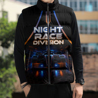 Personalized Night Race Division Motorsport Sleeveless Puffer Jacket Futuristic Neon Open Wheel Auto Racing