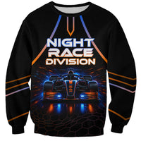 Personalized Night Race Division Motorsport Sweatshirt Futuristic Neon Open Wheel Auto Racing