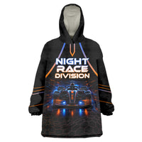 Personalized Night Race Division Motorsport Wearable Blanket Hoodie Futuristic Neon Open Wheel Auto Racing