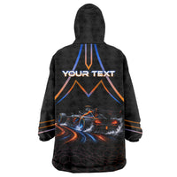 Personalized Night Race Division Motorsport Wearable Blanket Hoodie Futuristic Neon Open Wheel Auto Racing