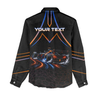 Personalized Night Race Division Motorsport Women Casual Shirt Futuristic Neon Open Wheel Auto Racing