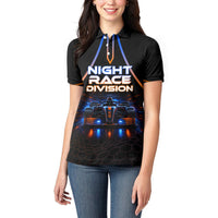 Personalized Night Race Division Motorsport Women Polo Shirt Futuristic Neon Open Wheel Auto Racing