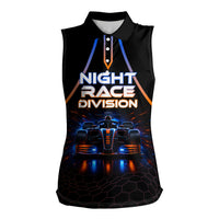 Personalized Night Race Division Motorsport Women Sleeveless Polo Shirt Futuristic Neon Open Wheel Auto Racing