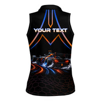 Personalized Night Race Division Motorsport Women Sleeveless Polo Shirt Futuristic Neon Open Wheel Auto Racing