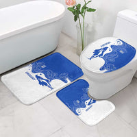 Uruguay Bathroom Set with Gaucho Rider Illustration Blue White Swirl - Wonder Print Shop
