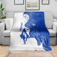 Uruguay Blanket with Gaucho Rider Illustration Blue White Swirl - Wonder Print Shop