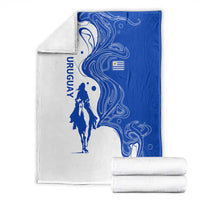 Uruguay Blanket with Gaucho Rider Illustration Blue White Swirl - Wonder Print Shop