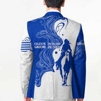 Uruguay Blazer with Gaucho Rider Illustration Blue White Swirl - Wonder Print Shop