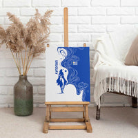 Uruguay Canvas Wall Art with Gaucho Rider Illustration Blue White Swirl - Wonder Print Shop