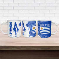 Uruguay Ceramic Mug with Gaucho Rider Illustration Blue White Swirl - Wonder Print Shop