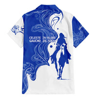 Uruguay Family Matching Mermaid Dress and Hawaiian Shirt with Gaucho Rider Illustration Blue White Swirl - Wonder Print Shop