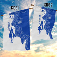 Uruguay Garden Flag with Gaucho Rider Illustration Blue White Swirl - Wonder Print Shop