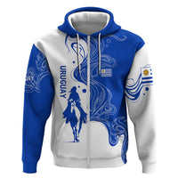 Uruguay Hoodie with Gaucho Rider Illustration Blue White Swirl - Wonder Print Shop
