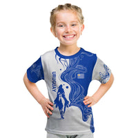 Uruguay Kid T Shirt with Gaucho Rider Illustration Blue White Swirl - Wonder Print Shop