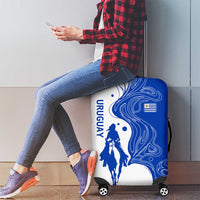 Uruguay Luggage Cover with Gaucho Rider Illustration Blue White Swirl - Wonder Print Shop