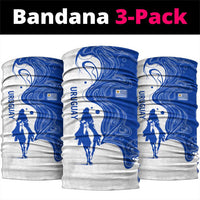 Uruguay Neck Gaiter with Gaucho Rider Illustration Blue White Swirl - Wonder Print Shop