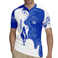 Uruguay Rugby Jersey with Gaucho Rider Illustration Blue White Swirl - Wonder Print Shop