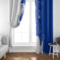 Uruguay Window Curtain with Gaucho Rider Illustration Blue White Swirl - Wonder Print Shop