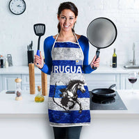 Uruguay Apron with Wild Horse Illustration Blue Gray Striped - Wonder Print Shop