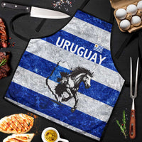 Uruguay Apron with Wild Horse Illustration Blue Gray Striped - Wonder Print Shop