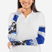 Uruguay Arm Sleeves with Wild Horse Illustration Blue Gray Striped - Wonder Print Shop