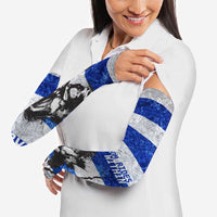 Uruguay Arm Sleeves with Wild Horse Illustration Blue Gray Striped - Wonder Print Shop