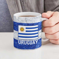 Uruguay Ceramic Mug with Wild Horse Illustration Blue Gray Striped - Wonder Print Shop