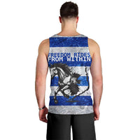Uruguay Men Tank Top with Wild Horse Illustration Blue Gray Striped - Wonder Print Shop