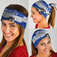 Uruguay Neck Gaiter with Wild Horse Illustration Blue Gray Striped - Wonder Print Shop