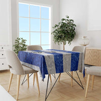 Uruguay Tablecloth with Wild Horse Illustration Blue Gray Striped - Wonder Print Shop