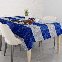 Uruguay Tablecloth with Wild Horse Illustration Blue Gray Striped - Wonder Print Shop