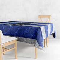 Uruguay Tablecloth with Wild Horse Illustration Blue Gray Striped - Wonder Print Shop