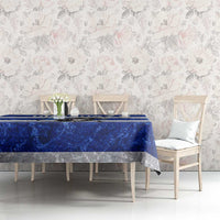 Uruguay Tablecloth with Wild Horse Illustration Blue Gray Striped - Wonder Print Shop