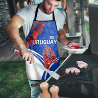Uruguay Apron with Erythrina Flower Illustration Blue White Nature - Wonder Print Shop