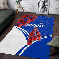 Uruguay Area Rug with Erythrina Flower Illustration Blue White Nature - Wonder Print Shop