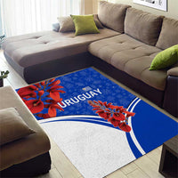Uruguay Area Rug with Erythrina Flower Illustration Blue White Nature - Wonder Print Shop