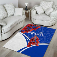 Uruguay Area Rug with Erythrina Flower Illustration Blue White Nature - Wonder Print Shop