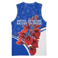 Uruguay Basketball Jersey with Erythrina Flower Illustration Blue White Nature - Wonder Print Shop