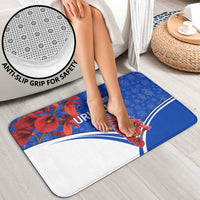 Uruguay Bathroom Set with Erythrina Flower Illustration Blue White Nature - Wonder Print Shop